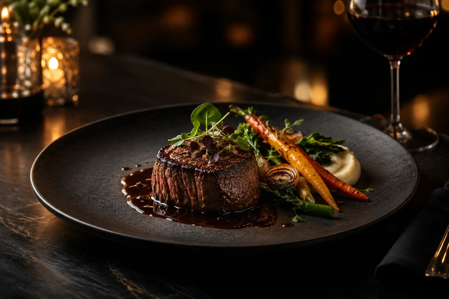 Steak entree food photography art-direction sample